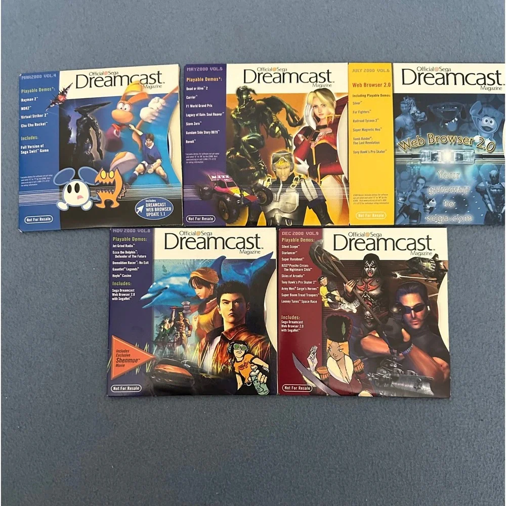 Lot of 5 Official Sega Dreamcast Magazine Demo Discs Vol 4 5 6 8 9 GD-ROM 2000